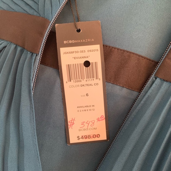 BCBG Maxazria green/teal gown, dress - Picture 5 of 5